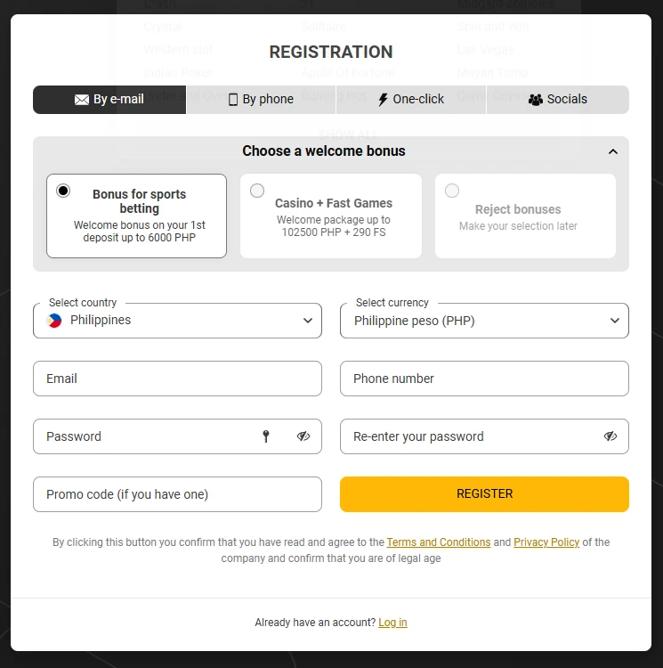 registration melbet casino